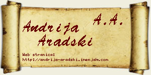 Andrija Aradski vizit kartica